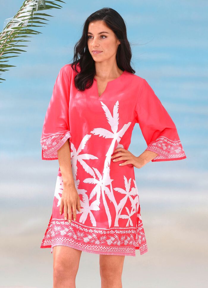 Tunika mit Palmendruck, reine Baumwolle 