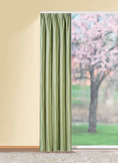 Übergardine mit Wellen-Dessin und Universalschienenband 