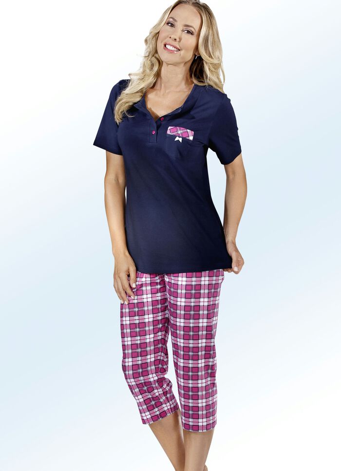 Zweierpack Schlafanz&uuml;ge mit Brusttasche  und Knopfleiste 