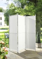 Witterungsbest&auml;ndiger Paravent mit stabilem Stahlgestell WEISS