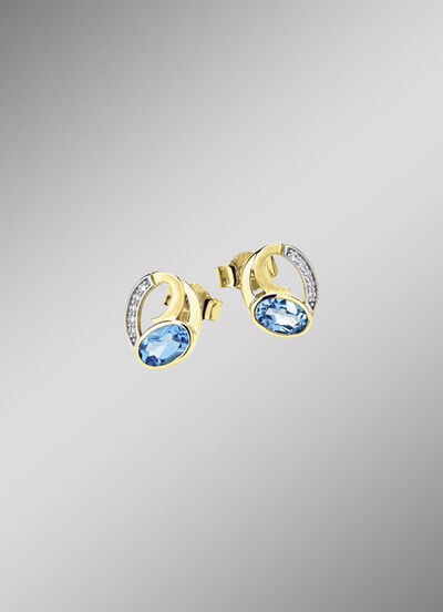 Ohrstecker mit Blautopas und Zirkonia 