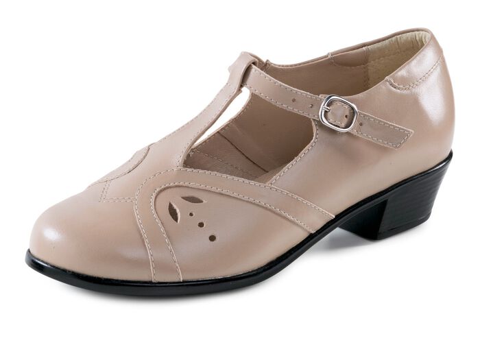 ELENA EDEN, schicke Damen-Pumps, Weite H, aus Leder BEIGE