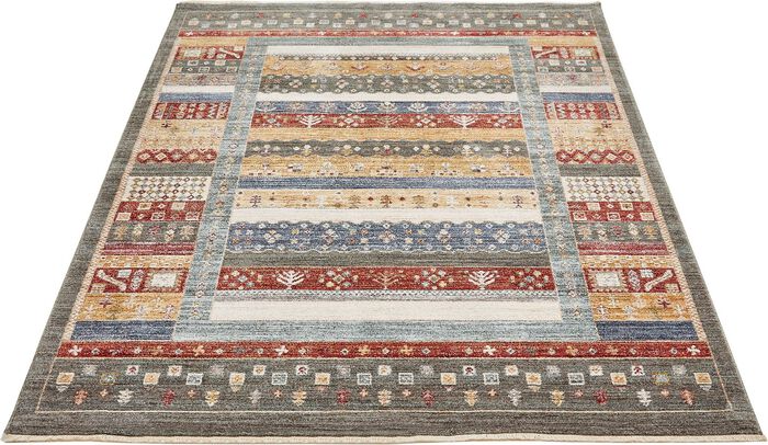 Br&uuml;cken und Teppiche mit Textil-R&uuml;ckseite GR&Uuml;N-MULTICOLOR