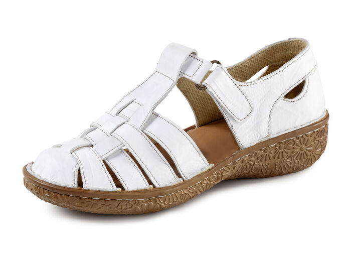 ELENA EDEN, sommerliche Damen-Slipper, Weite G, mit Klettspange WEISS