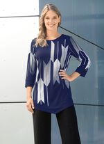 Shirt mit Kontrastdruck MARINE-WEISS