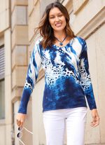 Pullover in Feinstrick mit Tierfellmuster 