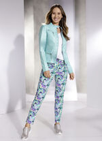 Hose in Kn&ouml;chell&auml;nge mit farbbrillantem Druck GR&Uuml;N-BLEU-BEIGE