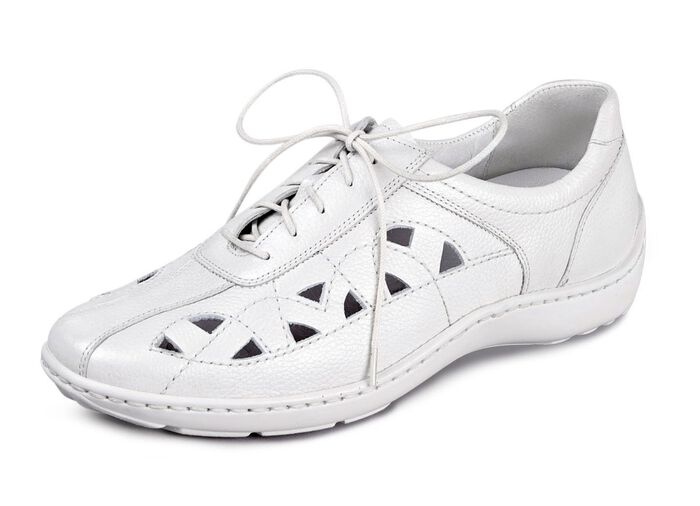 Waldl&auml;ufer, sommerliche Damen-Schn&uuml;rschuhe, Weite H, mit herausnehmbarem Fu&szlig;bett NATURWEISS