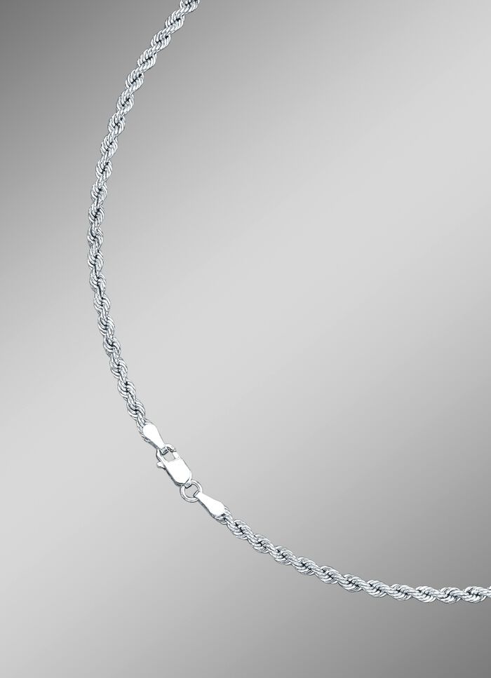 Stilvolle Kordel-Halskette in Wei&szlig;gold 