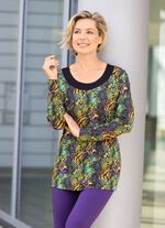 Longshirt mit schwarzer angesetzter Blende SCHWARZ-GRÜN