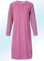 Nachthemd aus Frottierstretch, Langarm mit Knopfleiste und B&uuml;ndchen 