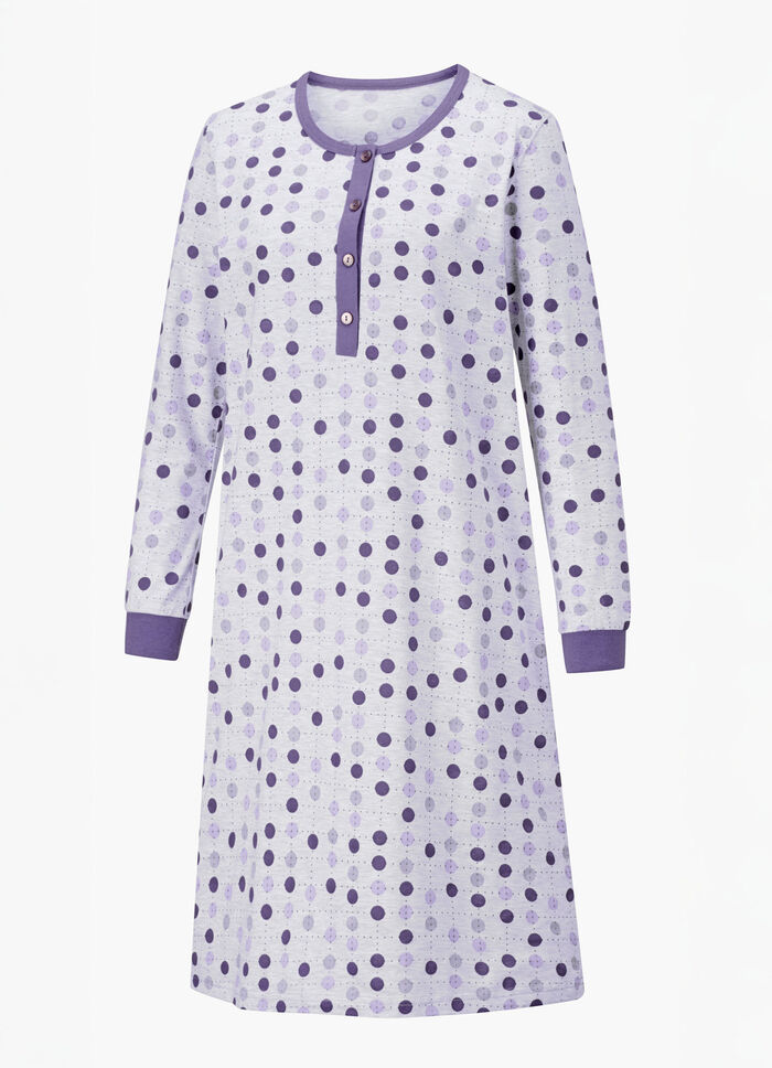 Zweierpack Nachthemden, Langarm mit Knopfleiste und B&uuml;ndchen FUCHSIA/FLIEDER