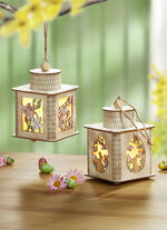 Beleuchtete Laterne aus Holz, 2er-Set 