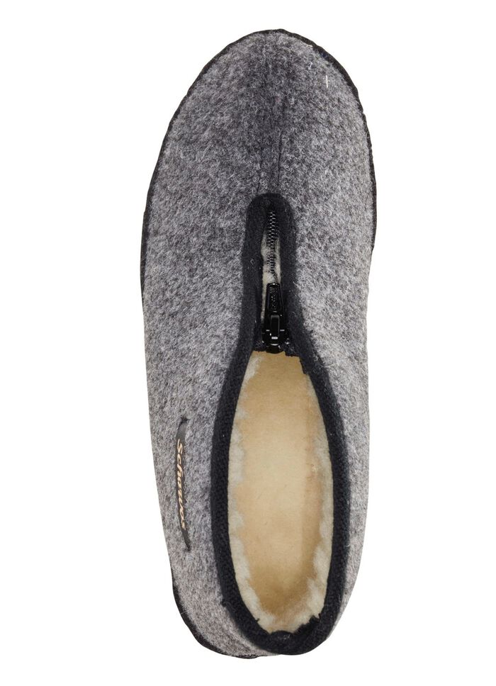 Atmungsaktive Damen-Hausschuhe, mit Rei&szlig;verschluss GRAU-SCHWARZ
