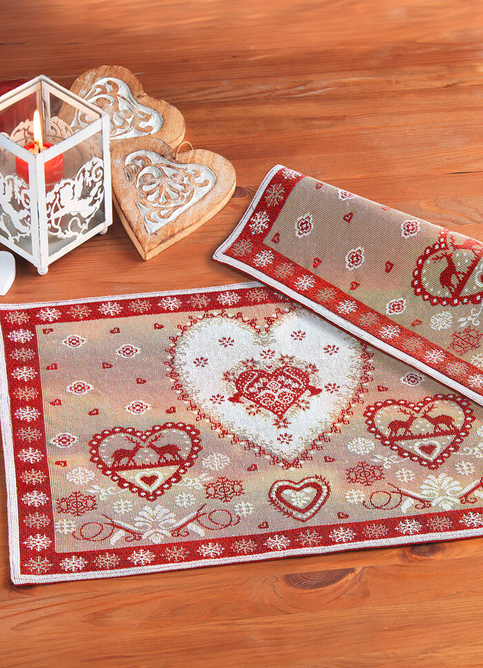 Gobelin-Platzset, 2-teilig ROT-BUNT