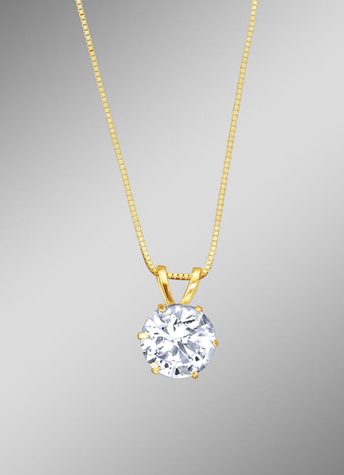 Anhänger mit synthetischen Zirkonia und Veneziakette 