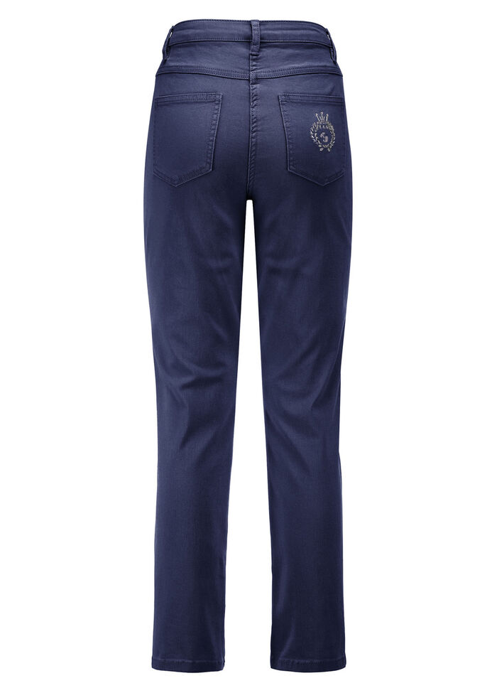 Edeljeans mit Stickerei in 7/8-L&auml;nge DUNKELBLAU