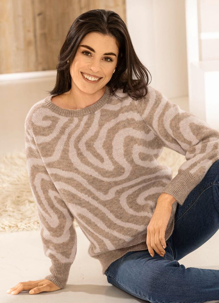 Pullover in Jacquard-Dessin SAND-BEIGE