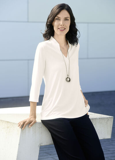 Shirt-Tunika mit Stehkragen 