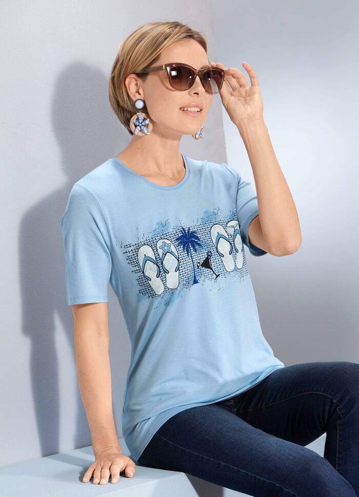 Shirt mit sommerlichen Motiv-Druck  HELLBLAU