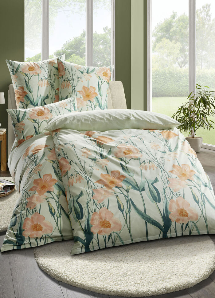 Beidseitig bedruckte Bettw&auml;sche-Garnitur von Florella GR&Uuml;N