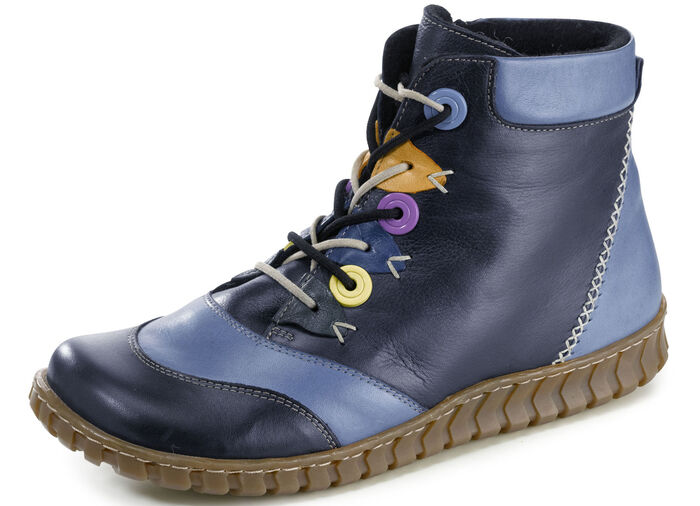 Gemini Schnür-Bootie mit pfiffigen Besätzen BLAU-BUNT