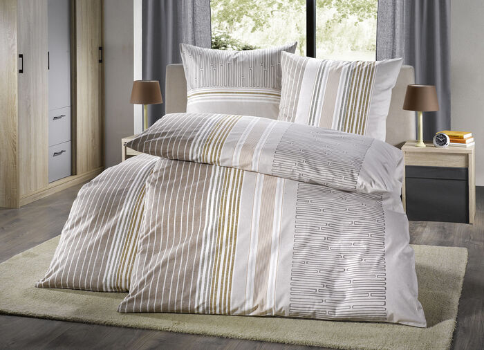 Bettw&auml;sche-Garnitur aus 100% Baumwolle BRAUN