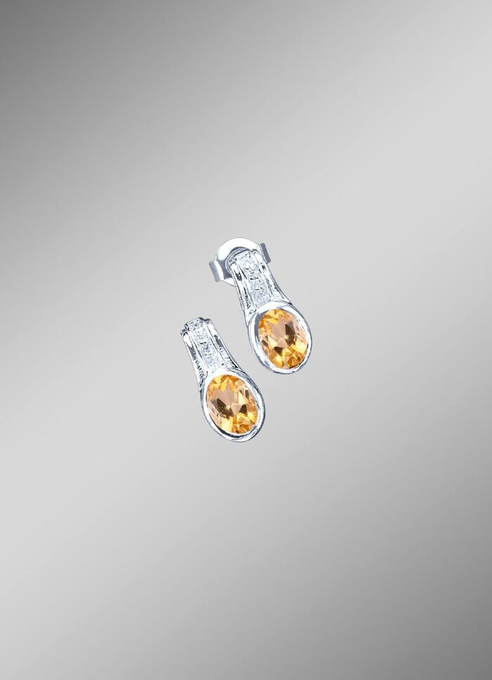 Ohrstecker mit echt Citrin und synth. Zirkonia 