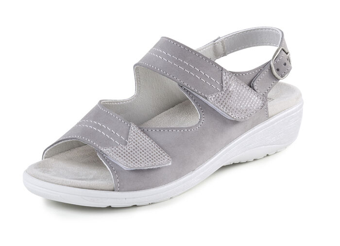 ELENA EDEN, bequeme Damen-Sandalen, Weite G, mit herausnehmbarem Fu&szlig;bett GRAU