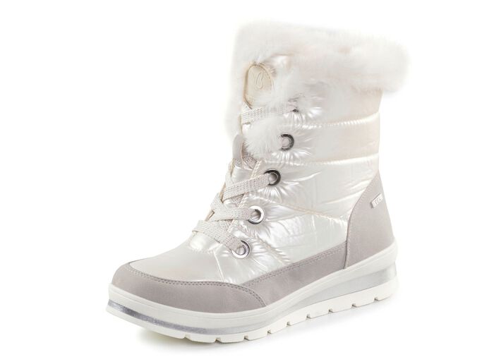 ELENA EDEN, gef&uuml;tterte Damen-Boots, Winterschuhe, Weite G, mit herausnehmbarem Fu&szlig;bett PERLWEISS-GRAU