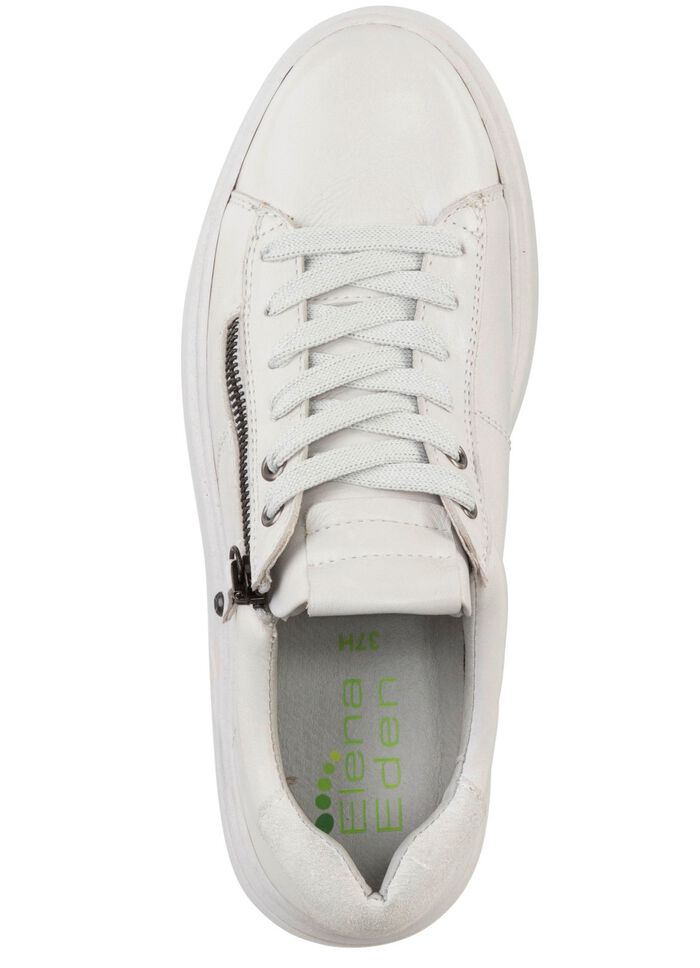 ELENA EDEN Schn&uuml;rschuh mit Velour-Besatz NATURWEISS