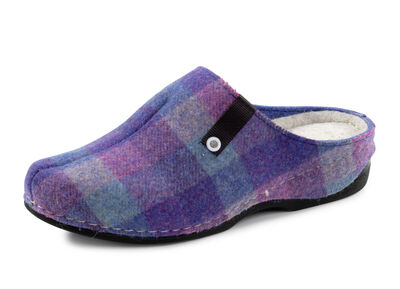 Laurina Pantoffel aus kariertem Textilmaterial 