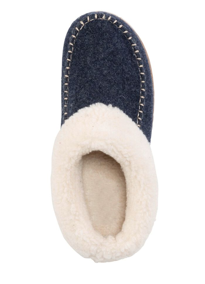 Laurina Hausschuh mit kuscheligem Pl&uuml;schkragen MARINE
