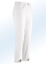 Hose in 7/8-Länge mit interessantem Fransenabschluss ECRU