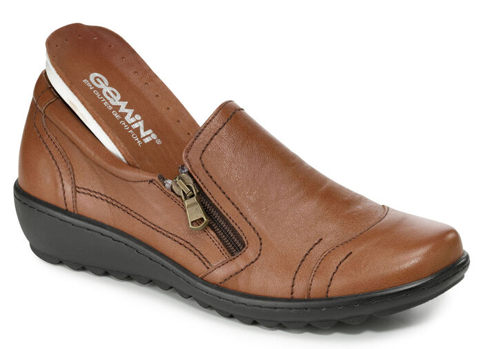 Gemini Slipper aus weichem Rind-Nappaleder COGNAC