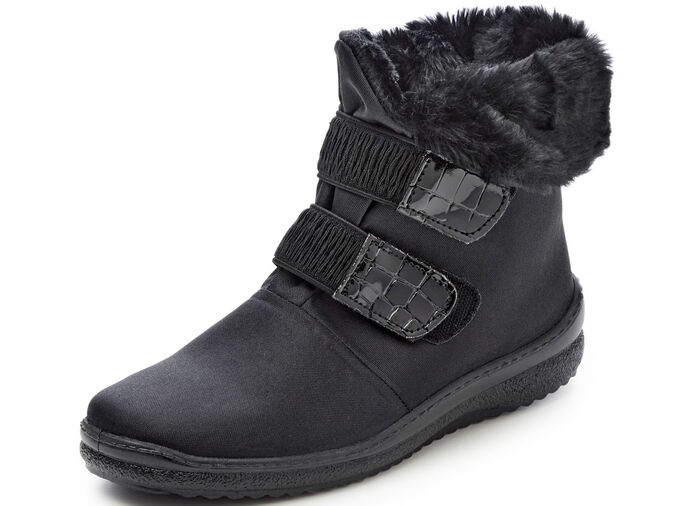 Stiefelette mit Krokolack-Besatz SCHWARZ