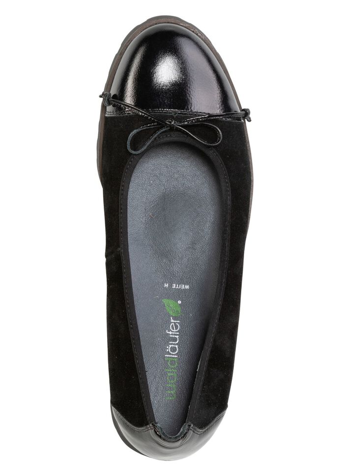 Waldl&auml;ufer, elegante Damen-Ballerinas, Weite H, mit herausnehmbarem Fu&szlig;bett SCHWARZ