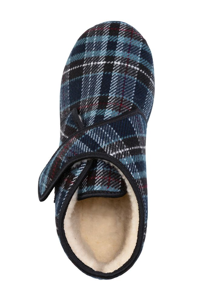 Stiefelette aus kariertem Textilmaterial 