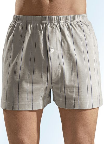 Viererpack Boxershorts, mit Eingriff, uni gestreift 