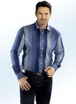 Hemd in modernem Streifendessin MARINE-BLAU-HELLGRAU