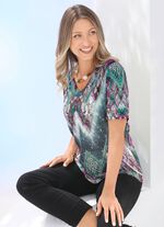 Shirt mit V-Ausschnitt GR&Uuml;N-LILA-BUNT