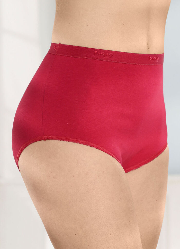 brio lingerie Fünferpack Slips mit elastischen Abschlüssen 3X ROT, 2X SCHWARZ