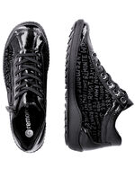 Remonte Schn&uuml;r-Bootie aus Crashlack SCHWARZ