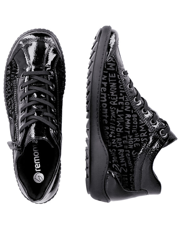 Remonte Schn&uuml;r-Bootie aus Crashlack SCHWARZ