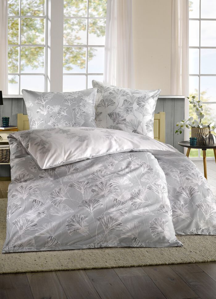 Mako-Satin Bettw&auml;sche-Garnitur GRAU