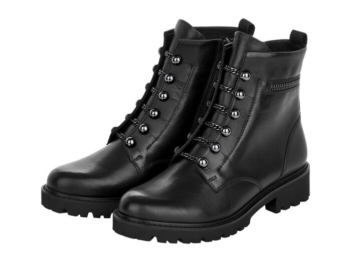 Remonte Stiefelette mit trendigen Zierketten in Schn&uuml;r-Optik SCHWARZ