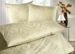 Mako-Brokat-Damast Bettw&auml;sche-Garnitur CHAMPAGNER