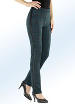 Hose in angesagter Karo-Dessinierung PETROL-SCHWARZ-TERRAKOTTA