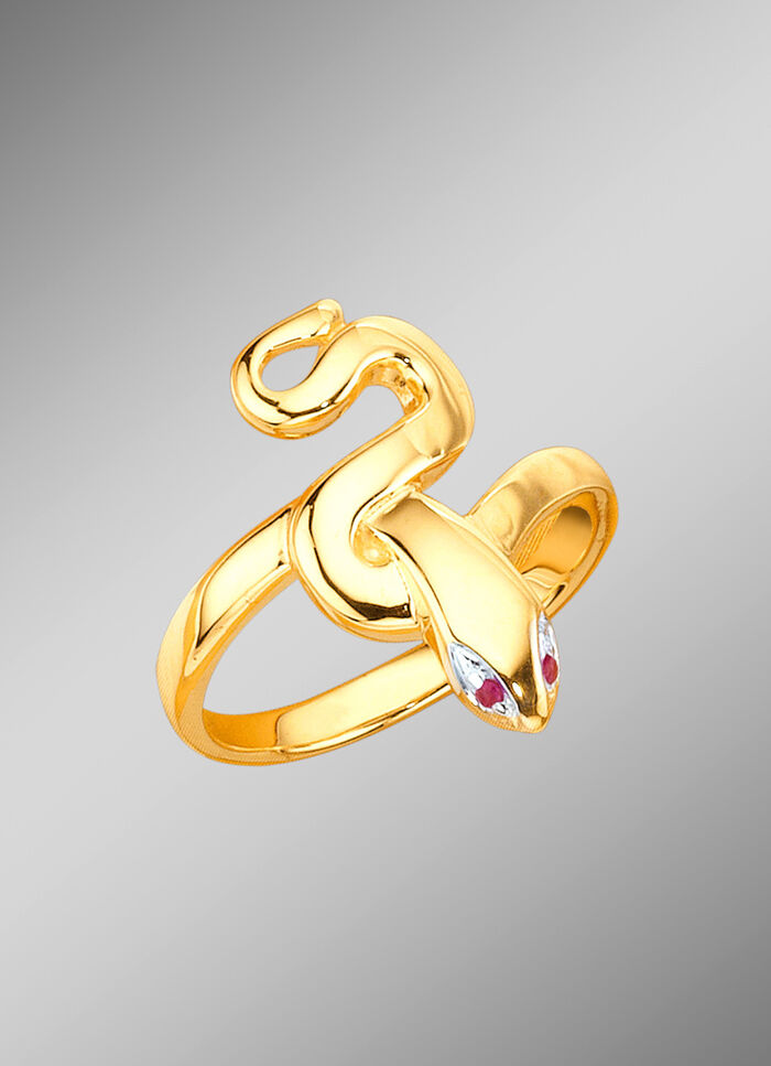 Massiver Damenring Schlange mit echten Rubinen 