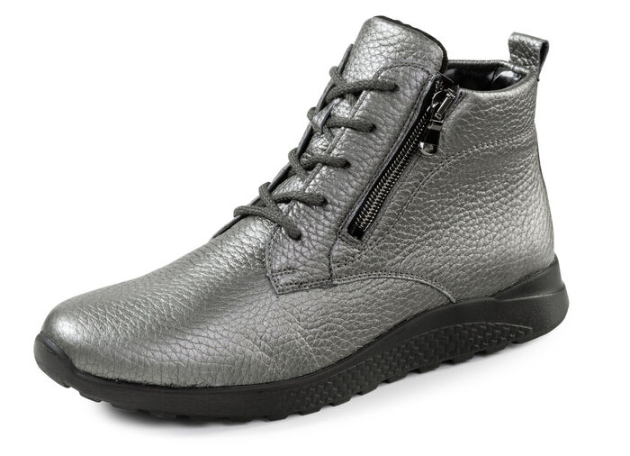 Waldläufer, bequeme Damen-Stiefeletten, Winterschuhe, Weite H, aus Hirschleder ALTSILBER